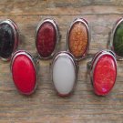 New Striking Large Oval Natural Stone/Silvertone Rings-Various Colors/Sizes