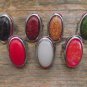 New Striking Large Oval Natural Stone/Silvertone Rings-Various Colors/Sizes