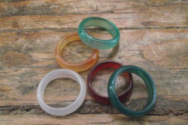 New Beautiful Smooth Round Solid Jade/Agate Band Ring 6 MM - Great Value!