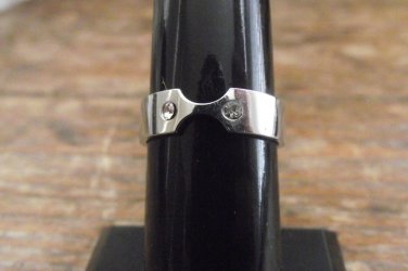 New Stainless Steel 6MM & Crystals Ring - Size 6.5 Delicate & Beautiful