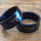 New Blue Stainless Steel & Golden Eagle Band Ring - Various Sizes Available