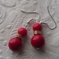 New Beautiful Doubledrop Red Corals/Crystals & S-Silver Earrings, 1.75" Long