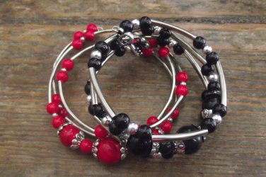 New Precious Gem and Silver Wrap Bangle Bracelet, 7.5" Medium Fit - Awesome