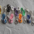 New Flip-Flops Silvertone and Enamel Charms w/Lobster Clasps - 1" Long Happy Fun