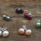 New Stunning Cultured Fresh Water Pearls Studs 8 MM Various Colors