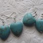 New Stunning Heart Shape Turquoise Earrings & Silver 1.75" Long (W or WO Pearl)