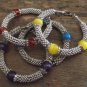 New Precious Gem and Silver Bangle Bracelet, 7.5" Medium Fit - Awesome