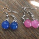 New Delicate Jade 10MM & Sterling Silver Earrings 1.5" Long-Various Colors