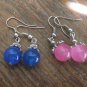 New Delicate Jade 10MM & Sterling Silver Earrings 1.5" Long-Various Colors