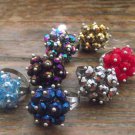 New Swarovski Petite Faceted Crystals Adjustable Silvertone Ring 6-7