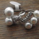 New Stunning  FW  Pearls & Crystals on WGP Ring/Various Styles & Sz