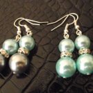 New 10-12MM Rare Seashell Pearls & Silver Earrings 1.75" Long