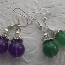 New Beautiful Dangling 12MM Jades & Sterling Silver Earrings 1.75" Long