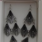 New Avon/Mark Deco Elegance Silvertone/Black Crystals Earrings 3" L Retail $18