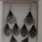 New Avon/Mark Deco Elegance Silvertone/Black Crystals Earrings 3" L Retail $18