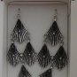 New Avon/Mark Deco Elegance Silvertone/Black Crystals Earrings 3" L Retail $18