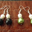New Beautiful Pearl&Gem 8-12MM and Silver Earrings 1.75" Long