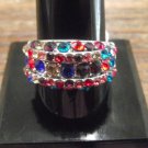 New Rhinestones Dome Cocktail Silvertone Ring -  Multi-Color Size 8 Retails $15