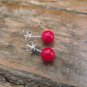 New Lab-Made Red Round Corals 5 MM Stud Earrings-  Retail $10