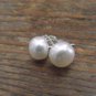 New Lab-Made Fresh Water White Pearls - 8 MM Stud Earrings-  Retail $12