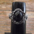 New Antique Silver look and Black Faceted Black Stone Ring - Size 6 Retails $10