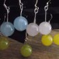 New Dangling Single Jade 12MM & Sterling Silver Earrings 1.75" Long - Great!