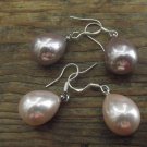 New Genuine Teardrop Seashell Pearls 14x16MM Sterling Silver Earrings- 3 Colors