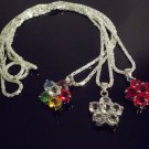Gorgeous CZ Flower Pendant with 16" Silver Chain NWOT
