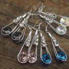 New Let's Party Beautiful Swarovski Crystals & Silvertone Earrings 2.75" Long