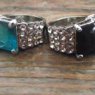 New Square Cocktail CZ 12x14MM/Crystals WGP Rings, Various Colors & Sizes