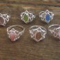 New Precious Oval Cat's Eye Stone & Silvertone Rings - Various Colors & Sizes