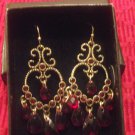 New Avon Faceted Red Teardrop Goldtone Earrings, 2" Long - Retails $14.99