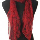 New 100% Silk Black with Red Roses Rectangular Scarf 19"x56"  Retails $38