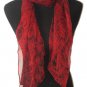 New 100% Silk Black with Red Roses Rectangular Scarf 19"x56"  Retails $38