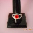 New Round CZ and Rheinestones on Silvertone Ring-Various Colors/Sz Available