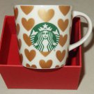 Starbucks 2015 Gold Hearts and Logo Mini Mug Espresso Demi NEW