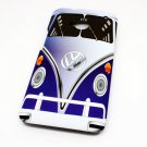 Blue Retro VW Camper Van Transporter Style Phone Cover Case for HTC One M7 - Non Fade, Hard Wearing 