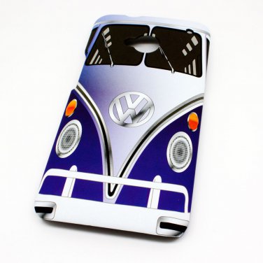 Blue Retro VW Camper Van Transporter Style Phone Cover Case for HTC One M7 - Non Fade, Hard Wearing 