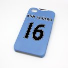 Manchester City Aguero Football Shirt Style Mobile Phone Cover Case for iPhone 4/4s- Non Fade, Hard Wearing Rubbe