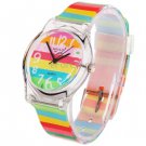Rainbow Pattern Cartoon Style Three Degrees of Waterproof Japan Quartz Watch