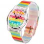 Rainbow Pattern Cartoon Style Three Degrees of Waterproof Japan Quartz Watch