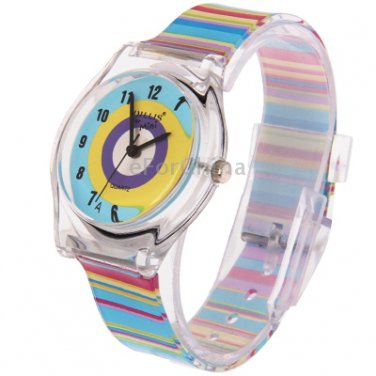 Rainbow Pattern Cartoon Style Three Degrees of Waterproof Japan Quartz Watch