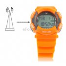 Plastic Radio Controlled Digital Watch with World City Time (Orange)