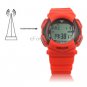 Plastic Radio Controlled Digital Watch with World City Time (Red)