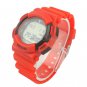 Plastic Radio Controlled Digital Watch with World City Time (Red)