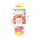 Robot Design Cartoon Metal Watch with Leather Watchband