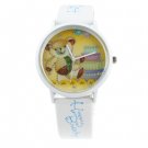 Cartoon Bear Diamond Design Cartoon Metal Watch with White Leather Watchband