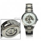 Stainless Steel Auto Mechanical Wrist Watch with See Through Interior (White Dial)