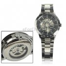 Stainless Steel Auto Mechanical Wrist Watch with See Through Interior (Black Dial)