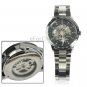 Stainless Steel Auto Mechanical Wrist Watch with See Through Interior (Black Dial)